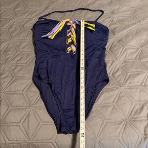 Trina Turk Navy One Piece Swimsuit with Multicolor Straps